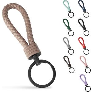 SERASAR Keychain Leather with Stainless Steel Key-rings - Additional Rings for Small Keys Ideal Cars, Motorcycles, Bicycles and House Gift-box Men Women