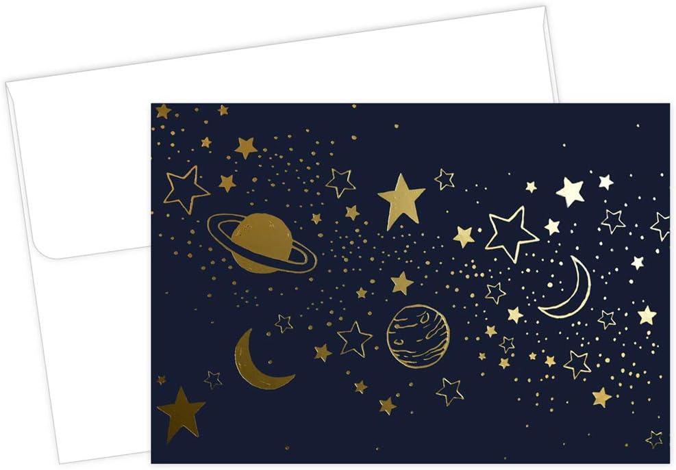 Great Papers! Cosmic Night Gold Foil Note Card & Envelopes, 4.875" x 3.375", 50 count (2020031)