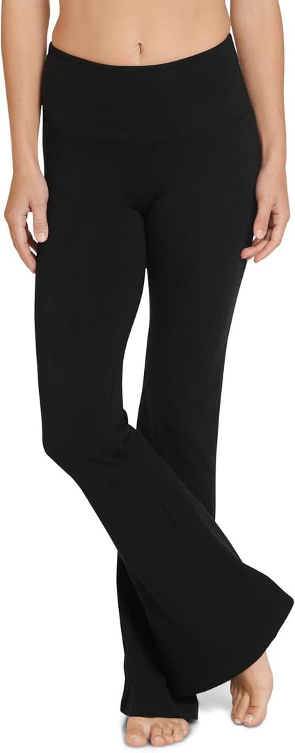 Jockey Women's Activewear Cotton Stretch Slim Yoga Flare Pant (Medium, Black)