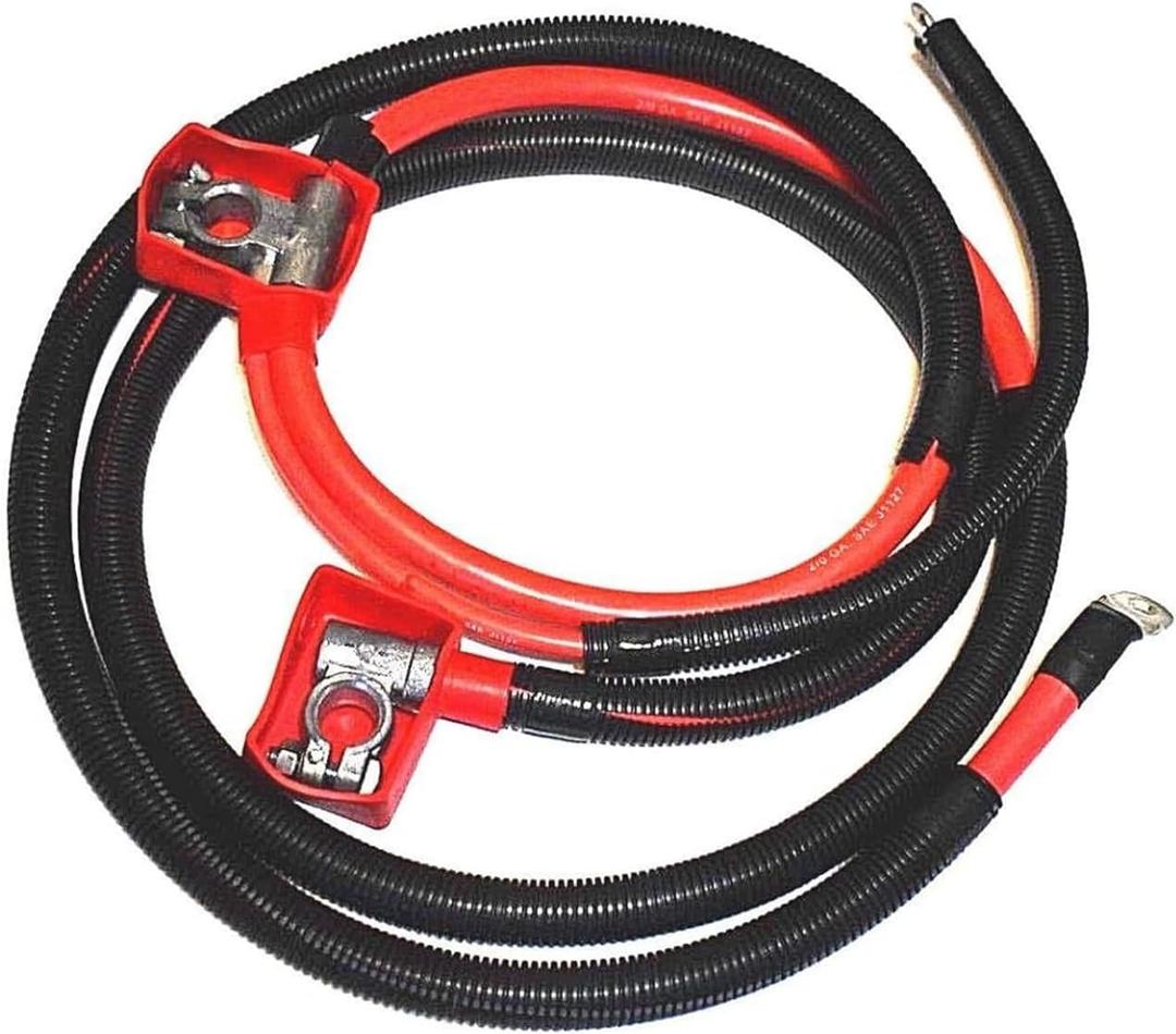 A12300HP Battery Cable Heavy Duty & Heat Resistant Positive Battery Cables with Terminal 2/0 Gauge 10.75 Inch Starter Cable Replacement for Ford ( 93-97 ) F250/F350 Super Duty 7.3L Power stroke Diesel