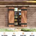 Easelife 8FT Exterior Sliding Barn Door Hardware Kit, Box Rail Track, 450lb Capacity, Black Weather-Resistant Steel, Wall Mount System for Outdoor Use, Fit Double 24in Door