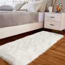 Goolela Carpet Runner White Fluffy Faux Fur Plush Furry Shaggy Bedside Cute Rugs for Bedside Dorm Fireplace, Rectangle 2x6