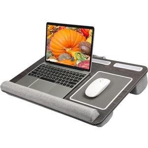 HUANUO Lap Desk - Fits up to 17 inches Laptop Desk, Built in Wrist Pad for Notebook, MacBook, Tablet, Lap Laptop Desk with Tablet, Pen & Phone Holder (Black Woodgrain)