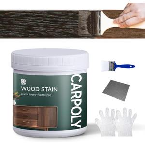 CARPOLY Wood Stain,16oz Black Walnut Wood Stain & Sealer in One, Water Based|Fast Drying|Non-Toxic|Low Ddor|Waterproof, for Indoor and Outdoor Furniture, Multiple Finishes(with Tools) (0.5kg)