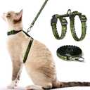 Cat Harness and Leash Set - Escape Proof Adjustable Cat Harness, Comfortable Soft Lightweight, Use Safe & Easy, Walking Travel Kitten Harness for Small Medium Large Cats (Green Growling Crocodile)