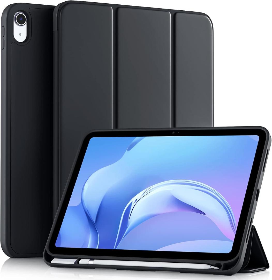 Akkerds Compatible with iPad (A16) 11th Generation Case 11 Inch 2025, for iPad 10th Generation Case 10.9 Inch 2022 with Pencil Holder, Slim Trifold Stand Protective Cover with Soft TPU Back, Black