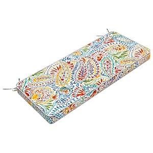 LVTXIII Bench Cushion 45 Inch with Ties, Patio Furniture Window Seat Cushions, Water-Repellent Bench Cushions for Outdoor/ Indoor Porch Swing and Loveseat, 45"x18"x3", Paisley Multi