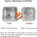 Non-Stick Disposable Air Fryer Aluminum Foil Liners Square 50PCS, Oil-Proof Aluminum Foil Tin Box Also for Steamer Basket Instant Pot Oven & Grill (9 * 9 Inch-Square)