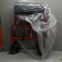 Medline Lightweight Foldable Transport Wheelchair with Handbrakes and 12-Inch Wheels, Red Frame, Black Upholstery