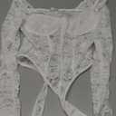 Avidlove Womens Bodysuits Long Sleeve Body Suits Womens Lace Going Out Tops One Piece Bodysuits for Women with Snap Crotch (Small, White)