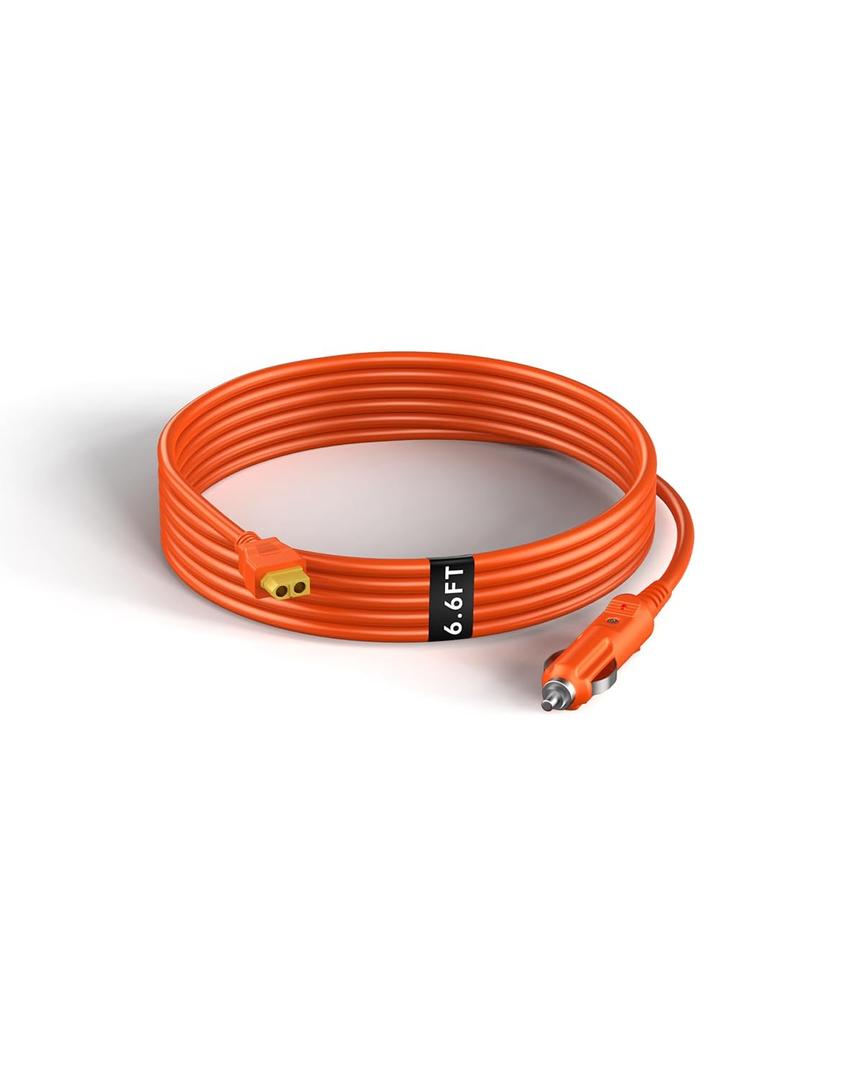 XT60 Connector Car Charger Extension Cable, Compatible with Anker SOLIX C300/C1000, EcoFlow Delta 2 Power Station and Solar Generator, 6.6Ft Extension Cord