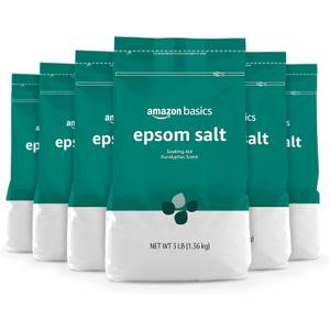 Amazon Basics Epsom Salt Soaking Aid, Eucalyptus Scented, 3 Pound (Pack of 6) (Previously Solimo) Amazon Basics Epsom Salt Soaking Aid, Eucalyptus Scented, 3 Pound (Pack of 6) (Previously Solimo)
