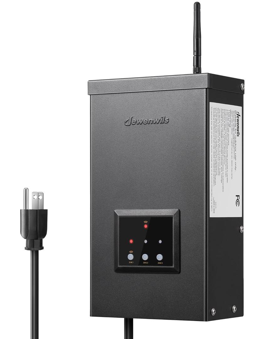 DEWENWILS Smart Low Voltage Landscape Transformer 300W, 3 Independent Outputs, 120V AC to 12V/14V AC, Landscape Lighting Transformer with Schedule & Timer, Compatible with Alexa & Google Assistant