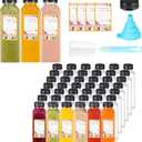Dabacc Juice Bottles, 45Pcs 12oz Plastic Juice Bottles with Caps Airtight Reusable Clear Empty Water Containers Includes Label Funnel Brush for Juicing Drinking Beverage Smoothies Fridge12oz