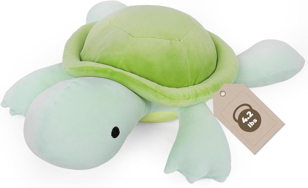 Weighted Turtle Stuffed Animals Weighted Sea Turtle Plush Toy 22" 4.2lb Cute Tortoise Hugging Dolls Plushies Pillows for Boys and Girls (Green)