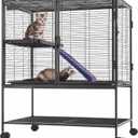 VEVOR Metal Small Animal Cage 36.22"H 2-Tier Rolling Ferret Cage On Wheels, 0.55" Wire Spacing Large Cages with Ramp, Tray, Bottom Shelf, Doors for Ferret, Chinchilla, Sugar Glider, Guinea Pig, Rabbit