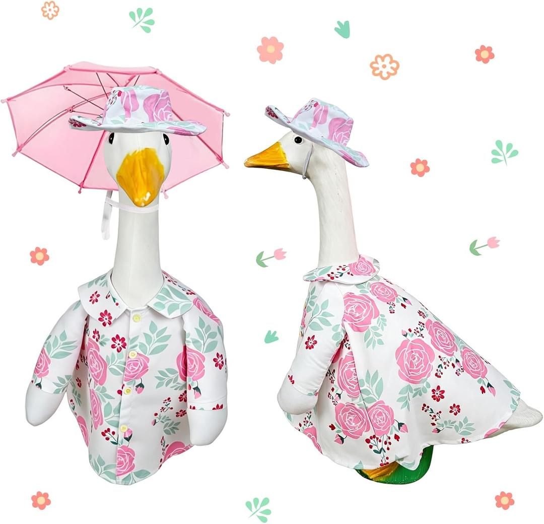 23 Inch Porch Goose Raincoat, Porch Goose Outfits Clothes Spring Summer Porch Goose Raincoat Goose Costume for 23 Inch Large Goose Statue, Outdoor Goose Dress for Patio Garden Porch Yard Lawn