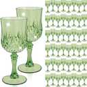 48 Pcs Sage Green Plastic Wine Glasses, Plastic Goblets for Parties, Vintage Wine Glasses Bulk, Reusable Drinking Glass, Drinkware Cups for Wedding Party Reception Event Supplies
