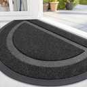OLANLY Half Circle Door Mat Indoor Outdoor Entrance Welcome, Waterproof All-Season, All-Weather Doormat, Sturdy Natural Rubber, Low Profile, Easy Clean Patio Porch Entryway Mat, 36x24, Black