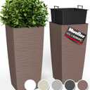 Mueller M-Resin Heavy Duty Tall Planter, Indoor/Outdoor Grande Plant, Tree, Flower Pot, 2-Piece Set, 18, Modern Design, Built-in Drainage, Mocha (18 x 9")