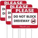 Thyle 3 Pcs 17x13'' Do Not Block Driveway Sign with 6'' Stake, No Parking Sign Corrugated Double Sided No Trucks in Driveway Stand, Weatherproof Fade Resistant, Outdoor Vehicle Safety Supplies(Red)