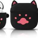 Cute Case for AirPods 4th Generation, for AirPods 4 Wireless Earbuds, XMBYGY Silicone Cartoon Charging Case Shockproof Protective Headphones Cover with Carabiner for Man Woman Teen