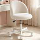 WAYTRIM White Vanity Chair, Girls Desk Chair, Vanity Stool with Back, Rolling Chair, 21.9"D x 21.9"W x 32"H