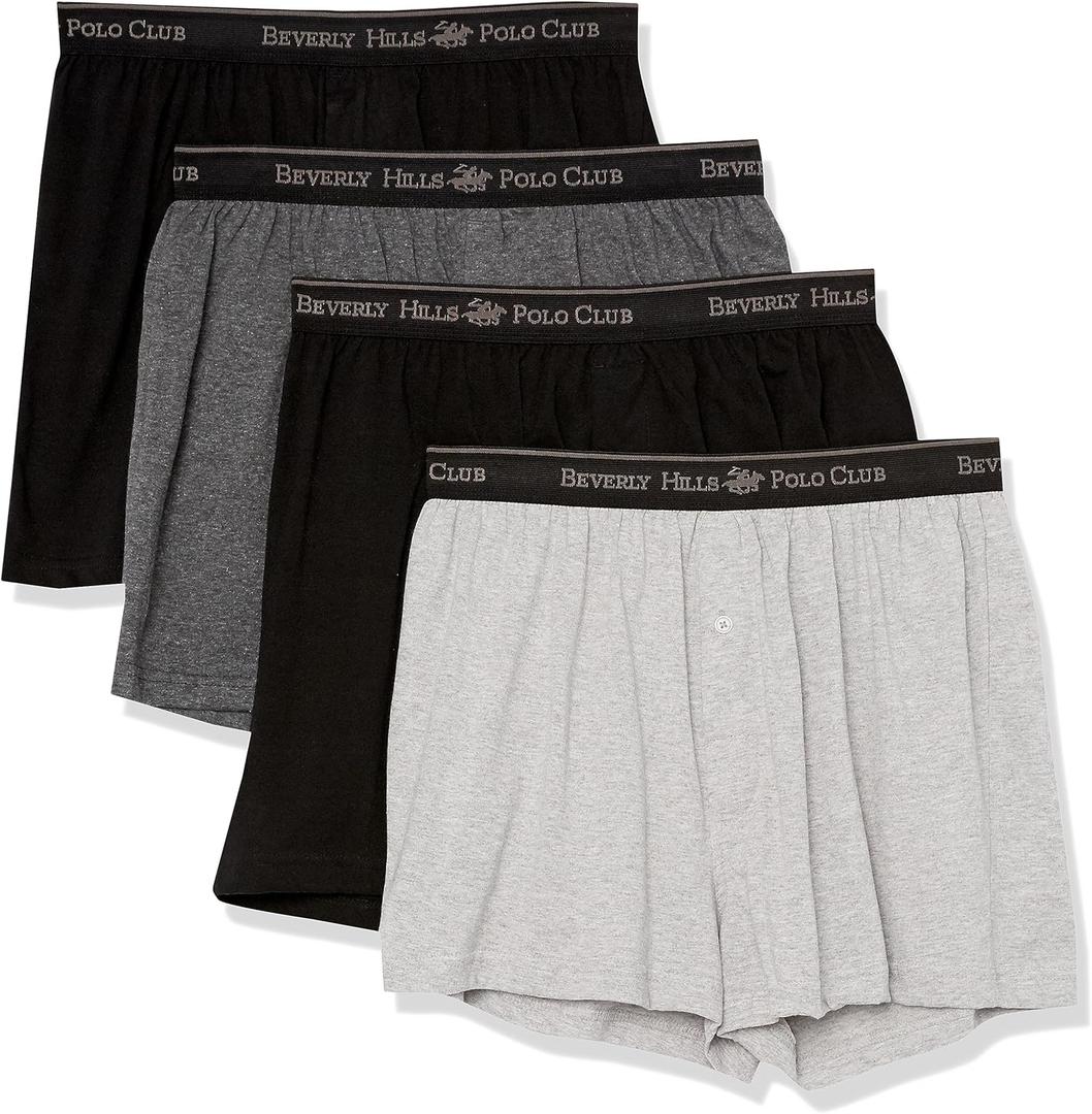 Beverly Hills Polo Club Men's 4 Pack Comfort Knit Boxer Vibrant (XL)