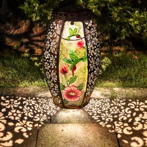 Larekook Hummingbird Solar Lantern Outdoor Waterproof,13" Large Metal Hanging Lantern Decorative,Hummingbird Solar Lights for Yard Lawn Porch Patio Garden Decor,Birthday Gifts for Women Mom