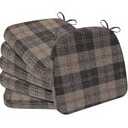 Accessories D-Shaped Chair Cushions, 2" Thick Dining Chair Pads with Ties and Removable, Machine-Washable Cover, 17" x 16", Set of 4, Red Checkered