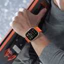 Tasikar Magnetic Bands Compatible with Apple Watch 49mm 46mm 45mm 44mm 42mm Soft Silicone Replacement Loop Wristband for iWatch Ultra 3 2 1 SE Series 11 10 9 8 7 6 5 4 3, Orange-Black