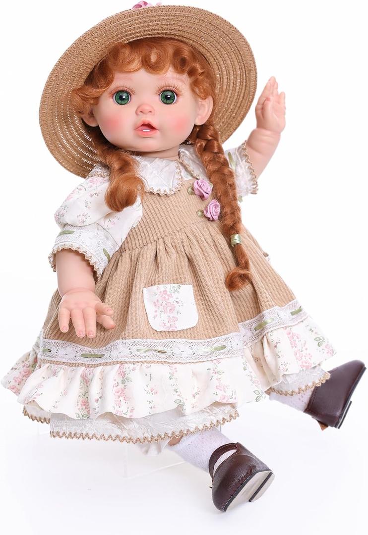 Cloveray Reborn Baby Dolls  18 Inch Realistic Reborn Toddler Doll Country-Inspired Girl with Braided Hair, Straw Hat & Floral Layered Dress, Gifts for 3+ Year Old Girls, Collectors