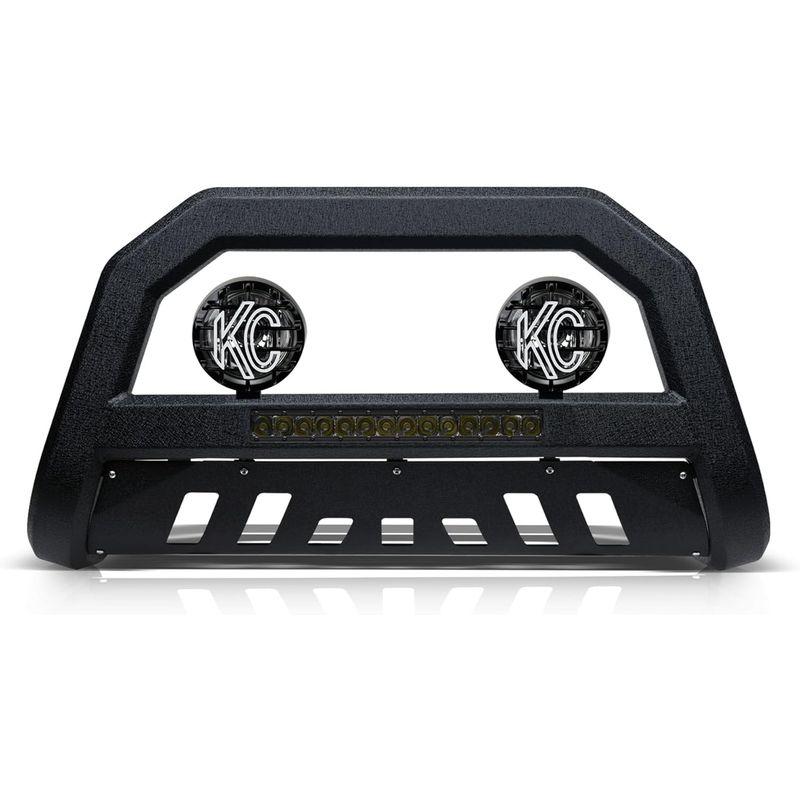 Armordillo AR Aluminum LED Bull Bar+2X KC Hilites 6" Round Fog Lights Fits 2009-2018 Dodge Ram 1500/2019-2023 Classic 8732175 Textured Black Bull Guard Bumper Guard LED Light Bar| Apollo Pro Lights