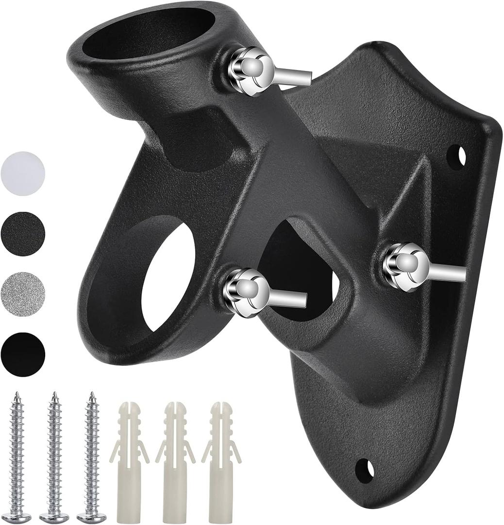 Flag Pole Holder for Outside House, Heavy Duty Flag Pole Mounting Bracket, Aluminum Metal Flagpole Mount with Stainless Hardware for Outdoor, Rust Free, 1" Inner Diameter (Matte Black-1Pack)