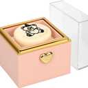 Rotating jewelry box, pop-up surprise gift box, romantic birthday surprise rotating necklace and ring box, Valentine's Day, birthday, anniversary, wedding gift (Pink)