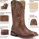 Rollda Boys Cowboy Boots, Kids Cowboy Boots with Square Toe, Girls Cowgirl Western Boots for Toddler/Little Boys/Big Kids, Size 4 