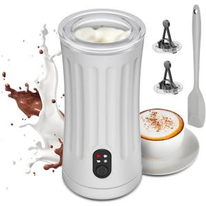 Milk Frother, 4-in-1 Milk Frother and Steamer, Hot and Cold Foam Maker and Milk Warmer with Temperature Control & Auto Shut-Off, Frother for Coffee, Latte, Cappuccino, Matcha(White)