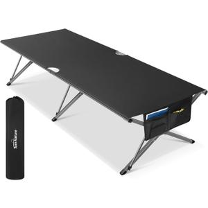 Join Nature Oversized Camping Cot Foldable for Adults - Upgraded Version Easy-to-Assemble Sleeping Cots for Outdoor, Supports Campers up to 6.9ft or 450lbs, with Storage Bag, 82 L x 32 W (Black), 82 Inches X 32 Inches X 19 Inches