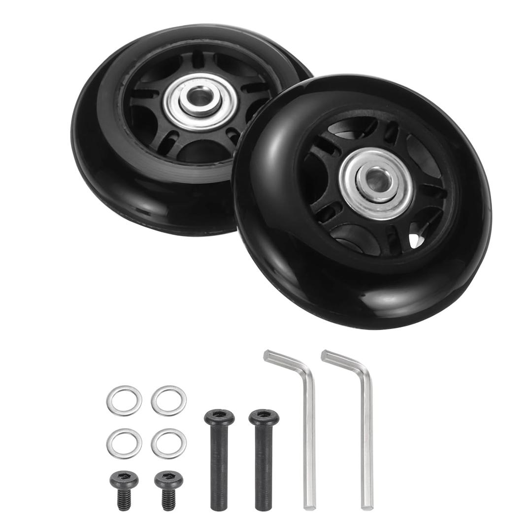uxcell Set of 1 Luggage Wheels Replacement 75 x 24 mm/3" x 0.9" Rubber Swivel Caster Bearing Wheels Repair Kits for Suitcase Inline Outdoor Skate,Black