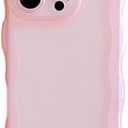Cute Case for iPhone, Wave Frame Shape Soft Silicone Shockproof Protective Slim Phone Cover for Women Girls, Clear/Pink