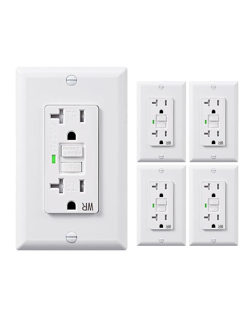 DEWENWILS 5 Pack 20 Amp GFCI Outlet, Self-Test GFI Receptacles with LED Indicator, Tamper Resistant & Weather Resistant, Wallplate and Screws Included, UL Listed, White