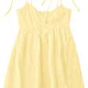 SOLY HUX Women's Summer Cami Sun Dress A Line Tie Shoulder Y2k Cute Casual Short Mini Beach Babydoll Dresses (Yellow, XS)