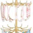 Mkono Bracelet Holder Gold Metal Rotating Bracelet Display Stand 3 Tier Jewelry Tower rack with 36 Hooks and Wood Base Modern Adjustable Storage Organizer Tree for Selling KeyChain Bangle Accessories