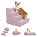 Multi-Function Pet Steps for Small & Medium Dogs, Extra-Wide (28") for Stability, Adjustable Heights for High Beds & Sofas, High-Density Foam, DIY into Various Dog Bed Sizes, 4 Steps, Warm Pink