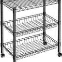 3 Tier Rolling Cart Service Cart Wire Basket Shelf Storage Trolley Shelf 2 Bottoms for Choose(Castor or Leveling Feet) for Office,Kitchen,Black(23.23" L x 13.11" W x 32.28" H)