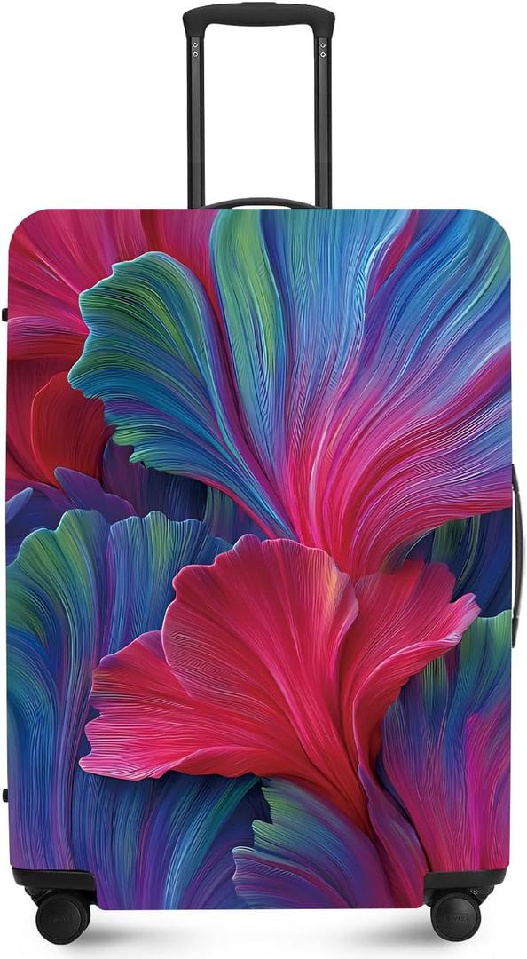 FOREVER QUEEN Colorful Flower Luggage Cover Suitcase Protector Suitcase Cover Anti-Scratch,Stretchable Bag Cover Washable Durable Polyester