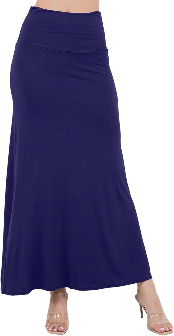 Azules Maxi Skirt for Women, Soft Stretchy Rayon High Waist Flowy Dressy Boho Long Skirts for Women 3XL