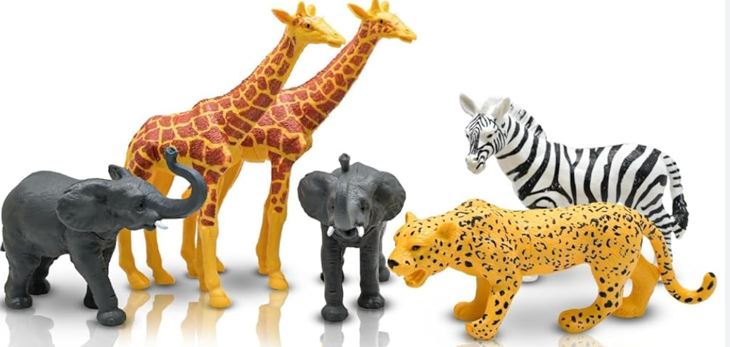 Safari Animals Figures, Plastic Zoo Animals Toys 8 Pcs