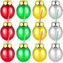 Suclain 12 Pcs Christmas Plastic Balls Cups with Lids and Straws 12oz Glittering Christmas Ornament Cups Red Green Ball Shaped Drinking Balls for Xmas Party Decoration (Gold,Green,Red,Silver)