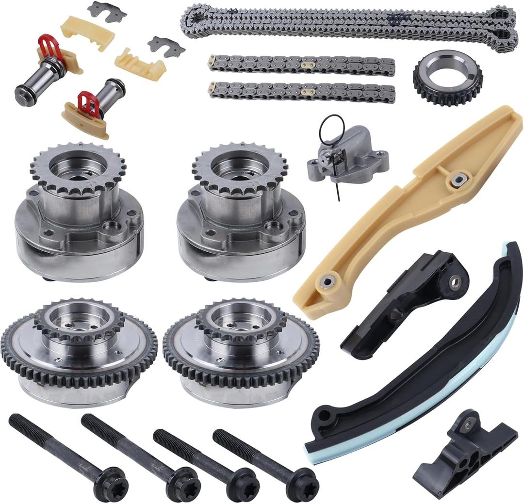 90738S Engine Timing Chain Kit VVT Sprocket Set Fit For 2011-2020 Ford F150 Edge Expedition Explorer Mustang Taurus TransitLincoln MKX Mark Nautilus Navigator 3.3L/3.5L/3.7L OE#AT4Z6L266B